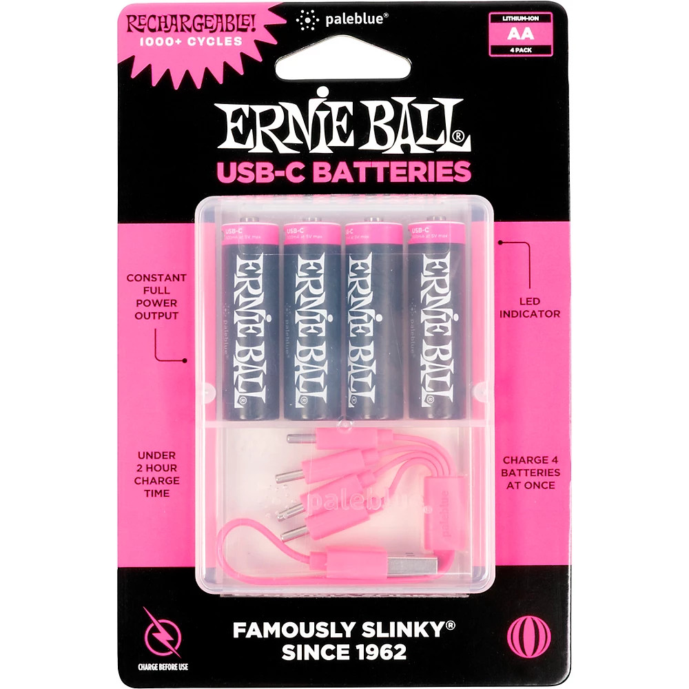 Ernie Ball USB-C Rechargeable Battery AA (4-Pack)