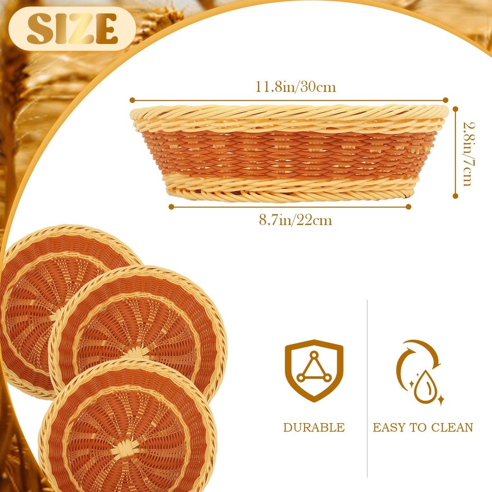 11.8 Inch Wicker Baskets,3 Pack Woven Bread Baskets Round Fruit Baskets Stack...