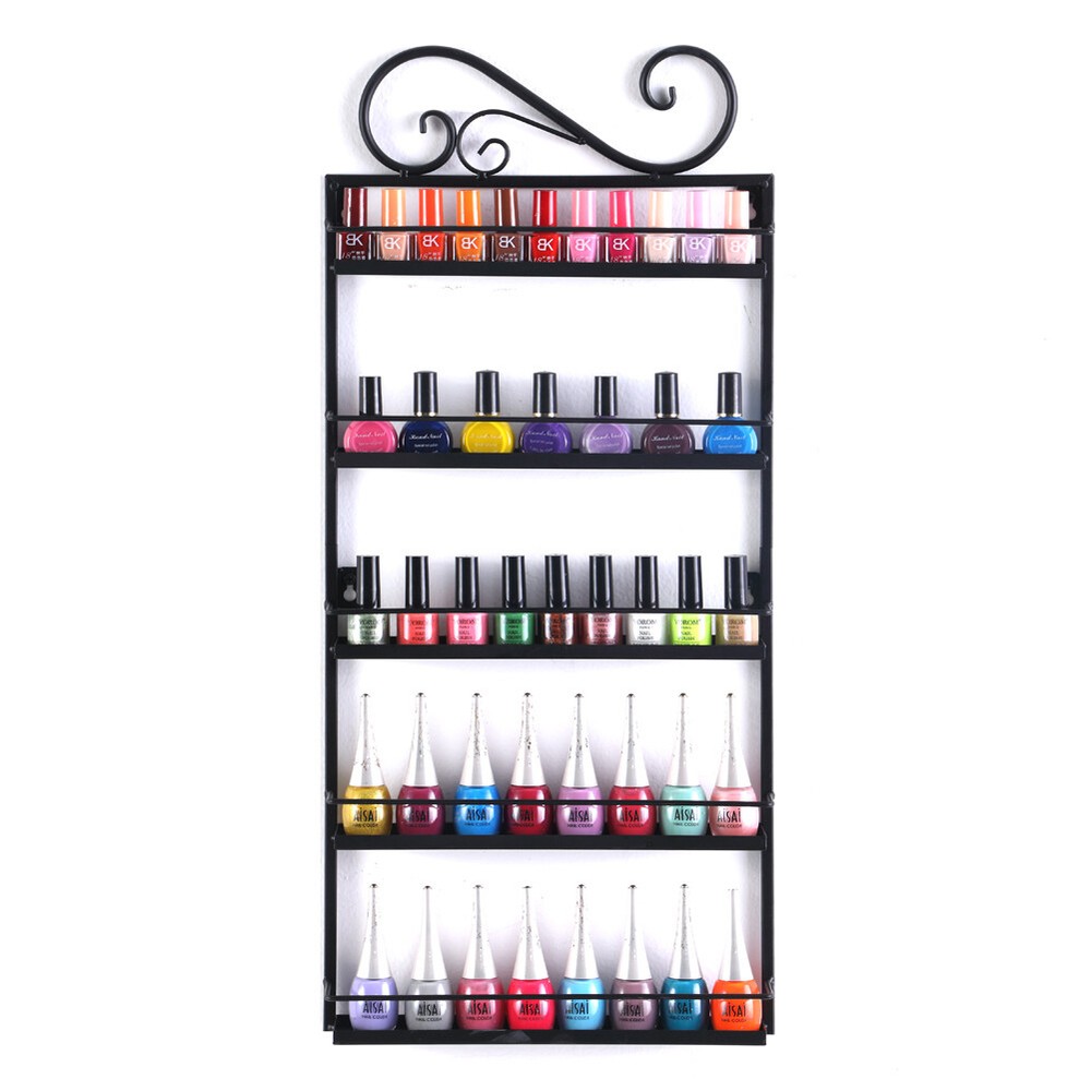 5 Tier Nail Polish Rack Metal Display Organizer Wall Mounted Holder Stand Assemb