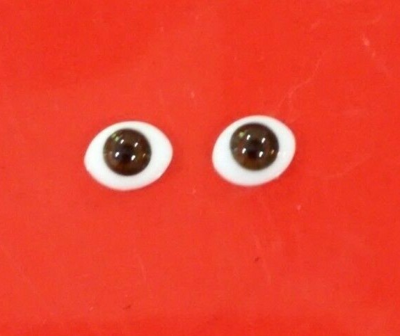 DOLL EYES - GLASS FLAT OVAL - 8MM - BROWN