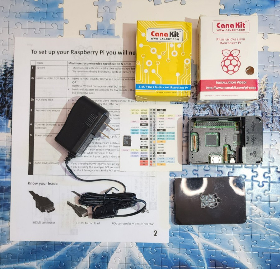 Canakit Raspberry Pi 3 B Starter Kit Black Case, SD Card, 2.5A Adapter, Python