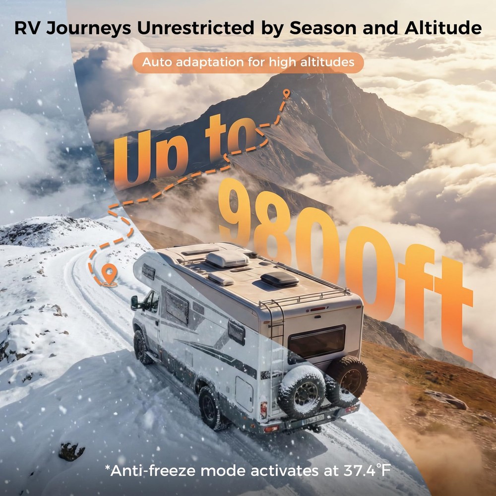 65000BTU RV Tankless Water Heater with 15x15 Inch White Door, 3.9GPM, 12V DC