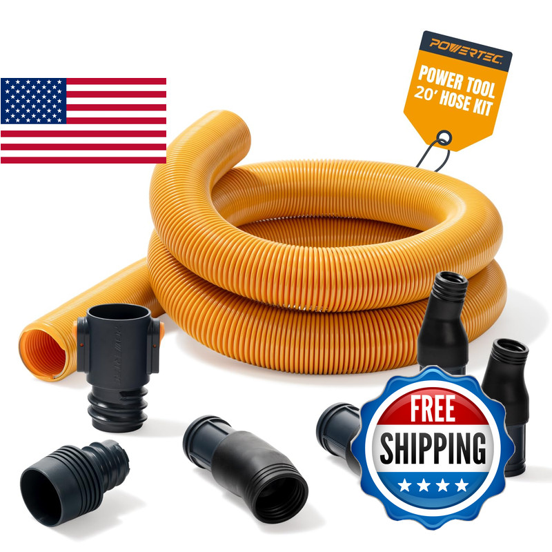 Powertec Power Tool Hose Kit 20 Vacuum Hose 4 Quick Change Adapters Threaded