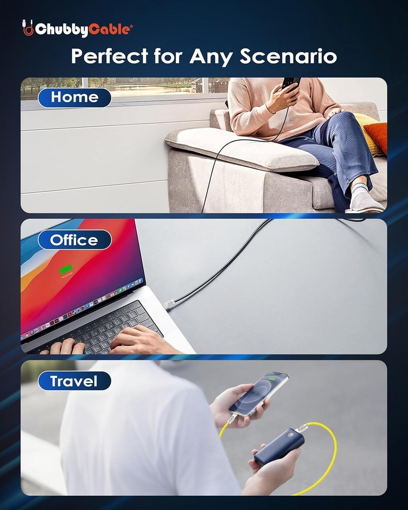 chubbycable Chubby 2.0 Fast Charging Cable Durable Soft 3.3ft (1m), Orange