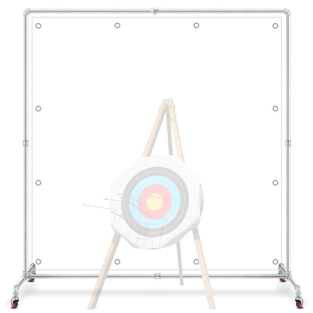 Archery Backstop Stand with 4 Wheels for 5 x 5 ft Netting Archery Galvanized ...