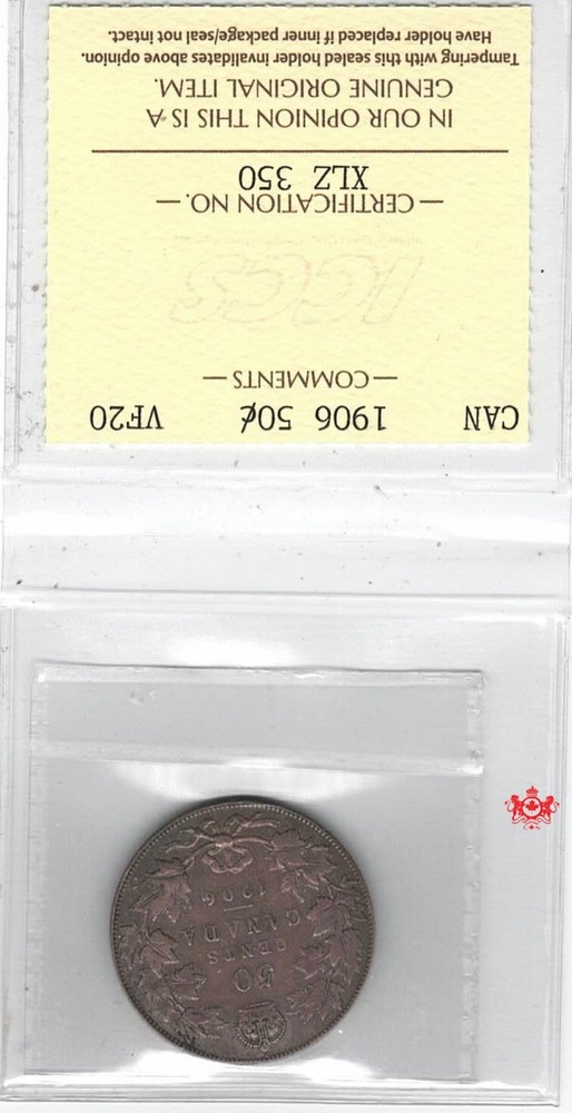 1906 Canada 50 Cents - ICCS VF20 - XLZ 350