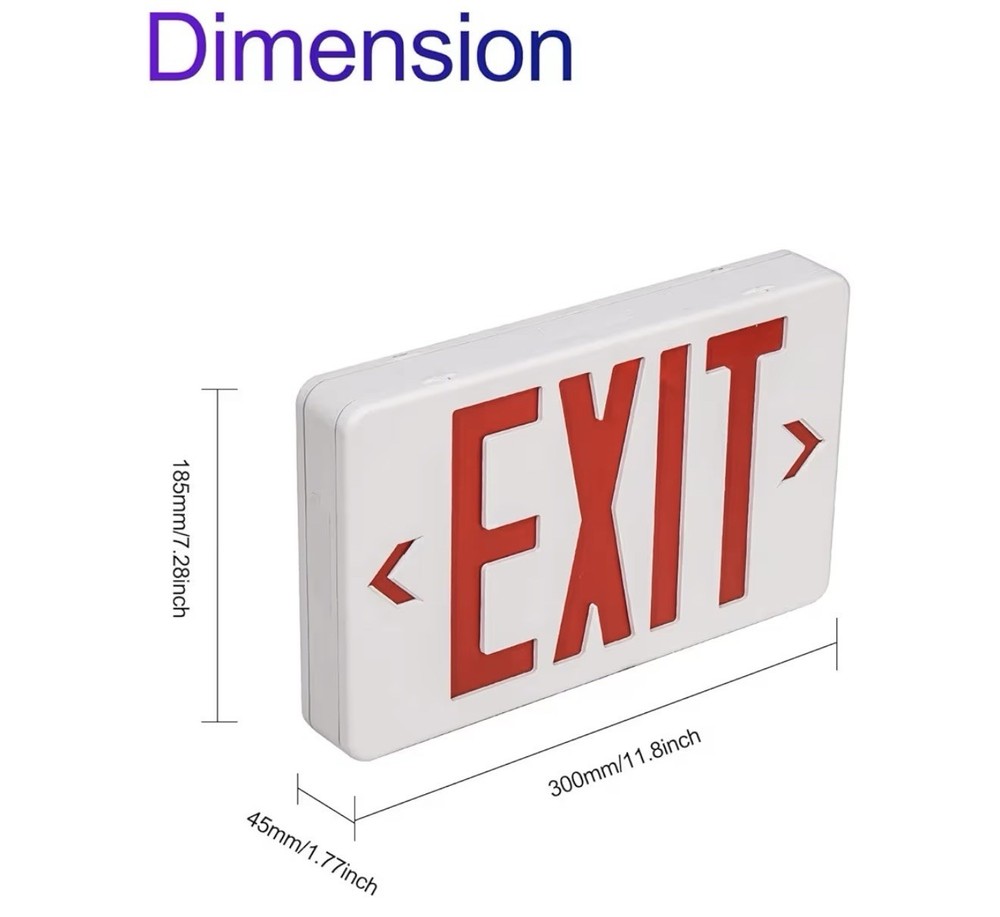 6 Pack LED Exit Sign Emergency Light Battery Backup 120/277V UL Red Double Face