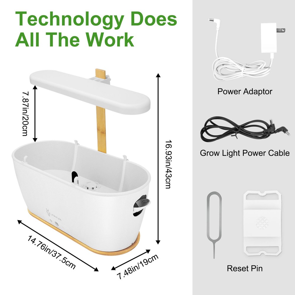 Smart Hydroponics Growing System Indoor Herb Garden w/LED Light APP WiFi Control