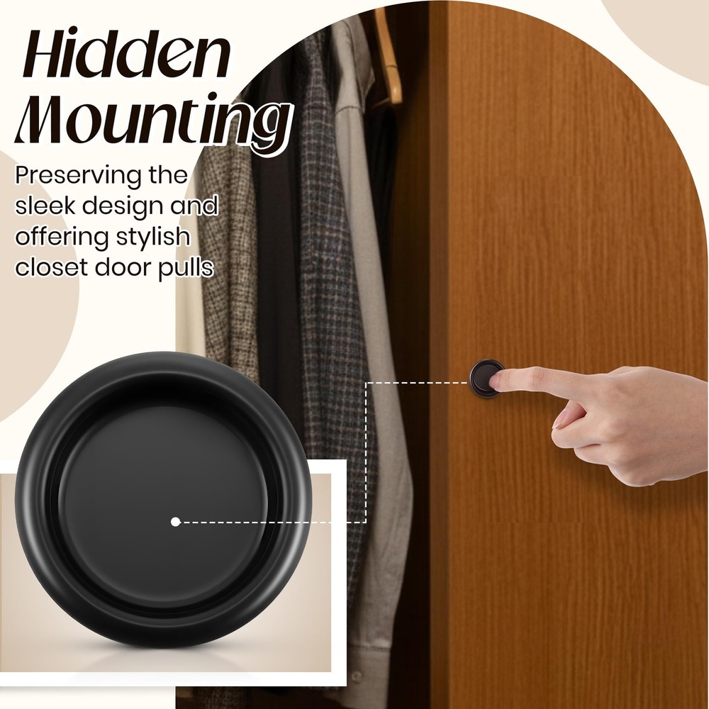 12 Pack Closet Door Finger Pulls, 3/4 Round Finger Pulls for Cabinets, Pocket...