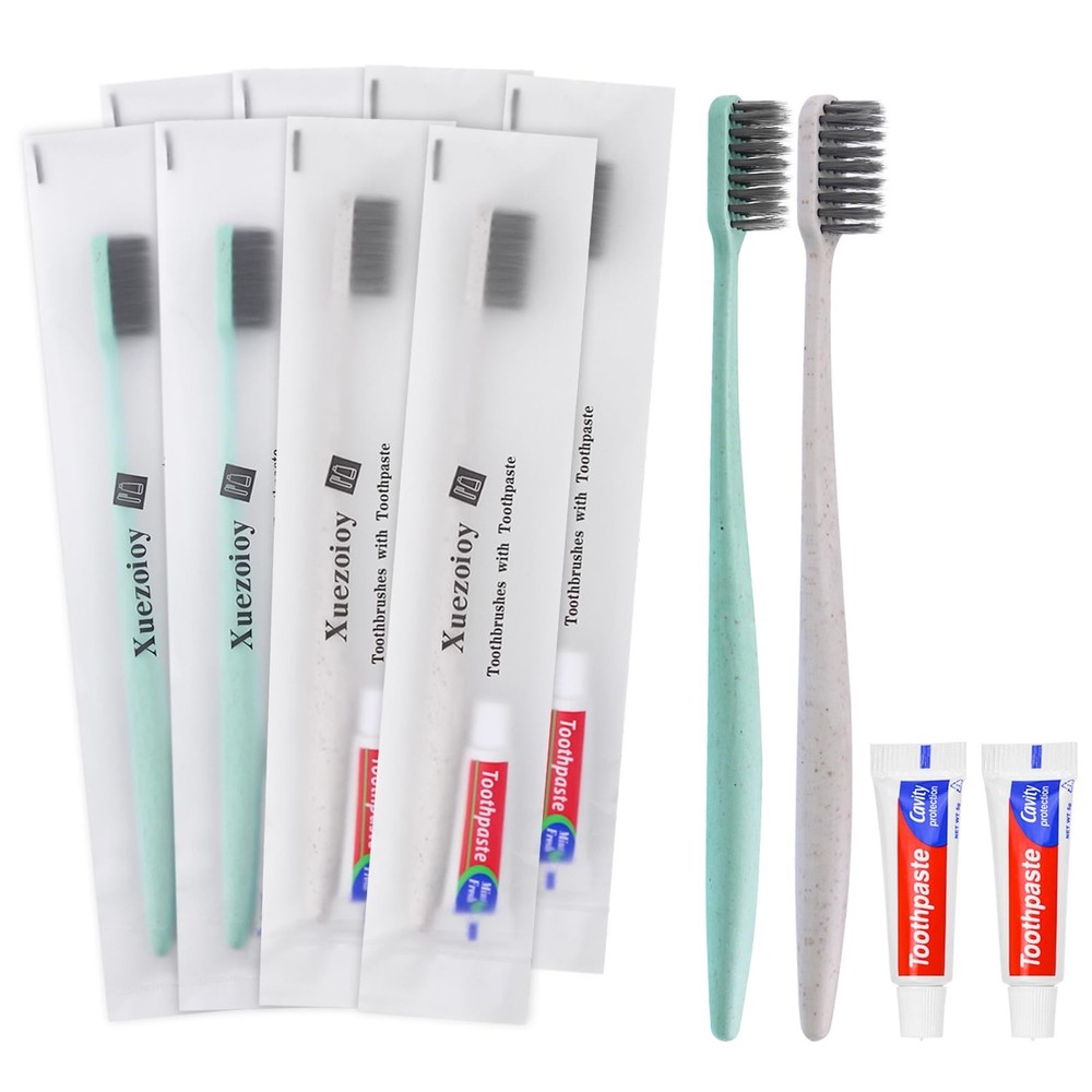 Disposable Toothbrushes with Toothpaste,60 Pack Individually Wrapped Disposab...