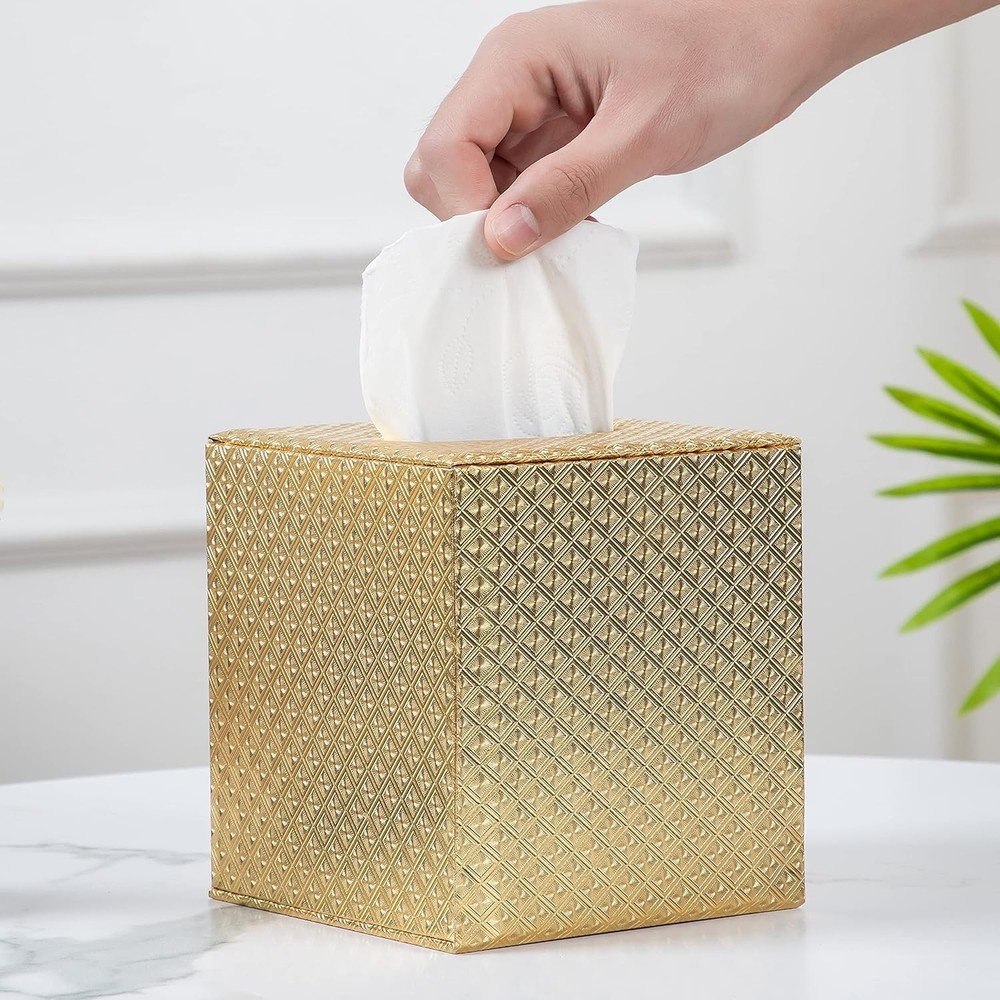 Artisan Gold-Plated Tissue Box Cover – Magnetic Closure for Easy Access