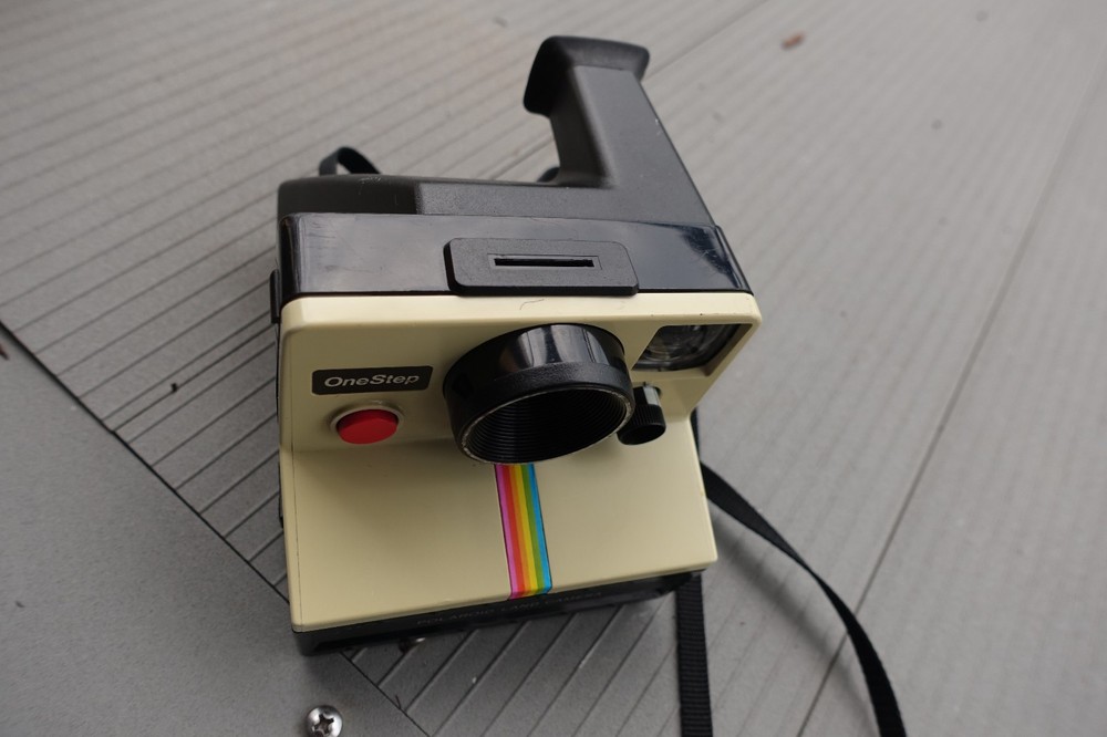 UNTESTED Vintage Polaroid Land Camera One step OneStep with Rainbow Stripe
