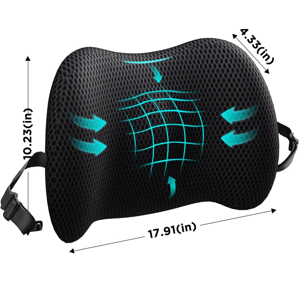Lumbar Support Pillow for Office Chair, Car Lower Back Black