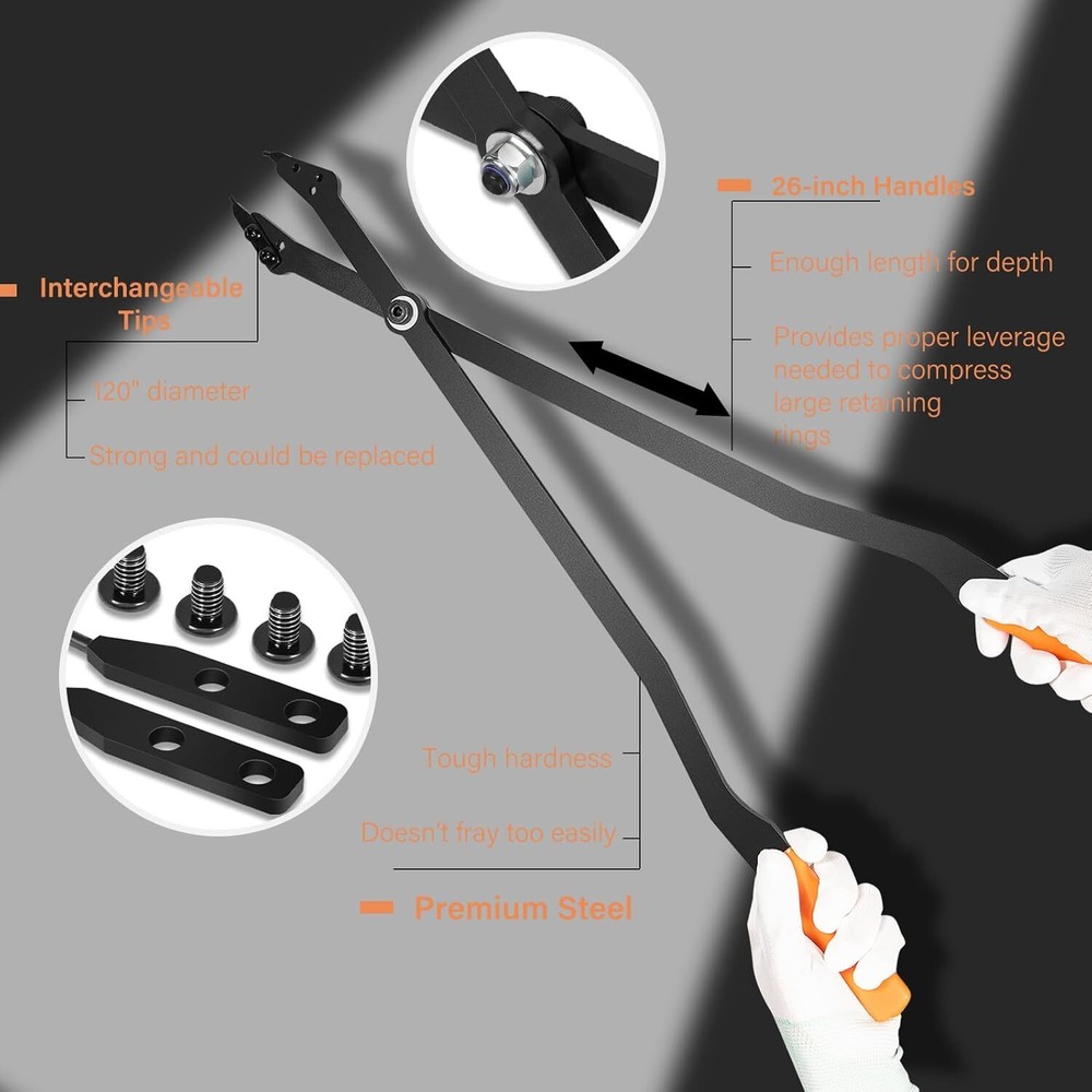 Internal Retaining Ring Pliers with Interchangeable Tips 26" for GM Lang Tools