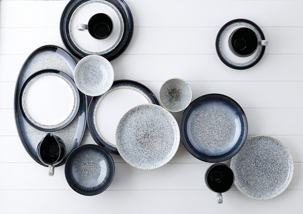 Denby Halo Dinnerware Set, 4-piece, Black-Blue