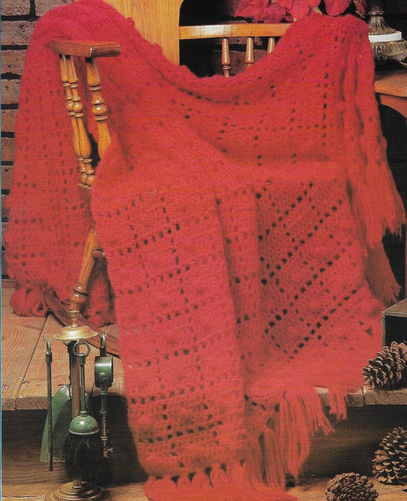 Scarlet Diamonds Afghan crochet pattern instructions