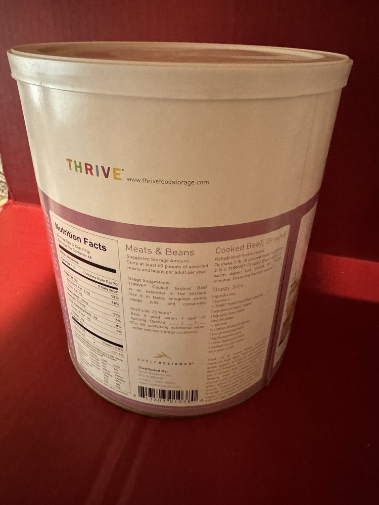 Thrive Life - Ground Beef, Cooked - 48 Servings - Extended Shelf Life 25+ Yrs