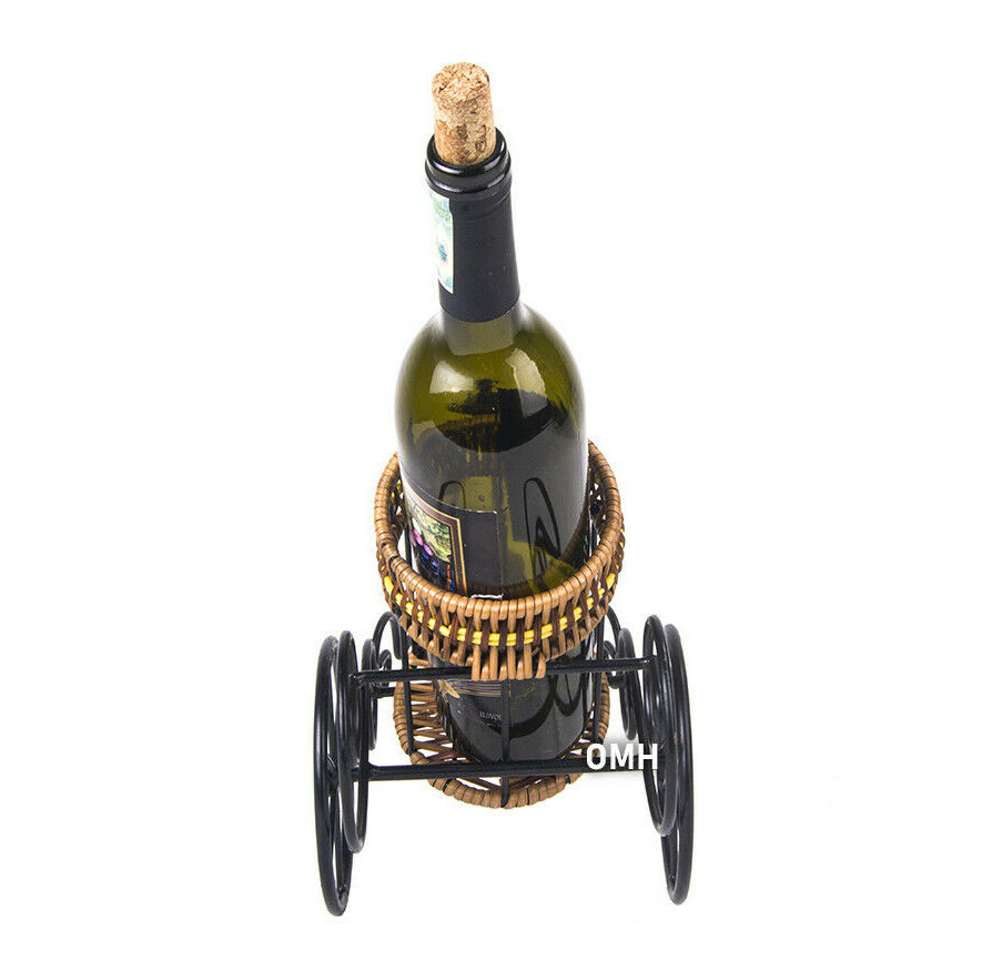Asian Rickshaw Single Wine Bottle Holder Metal Display Decorative Oriental Decor