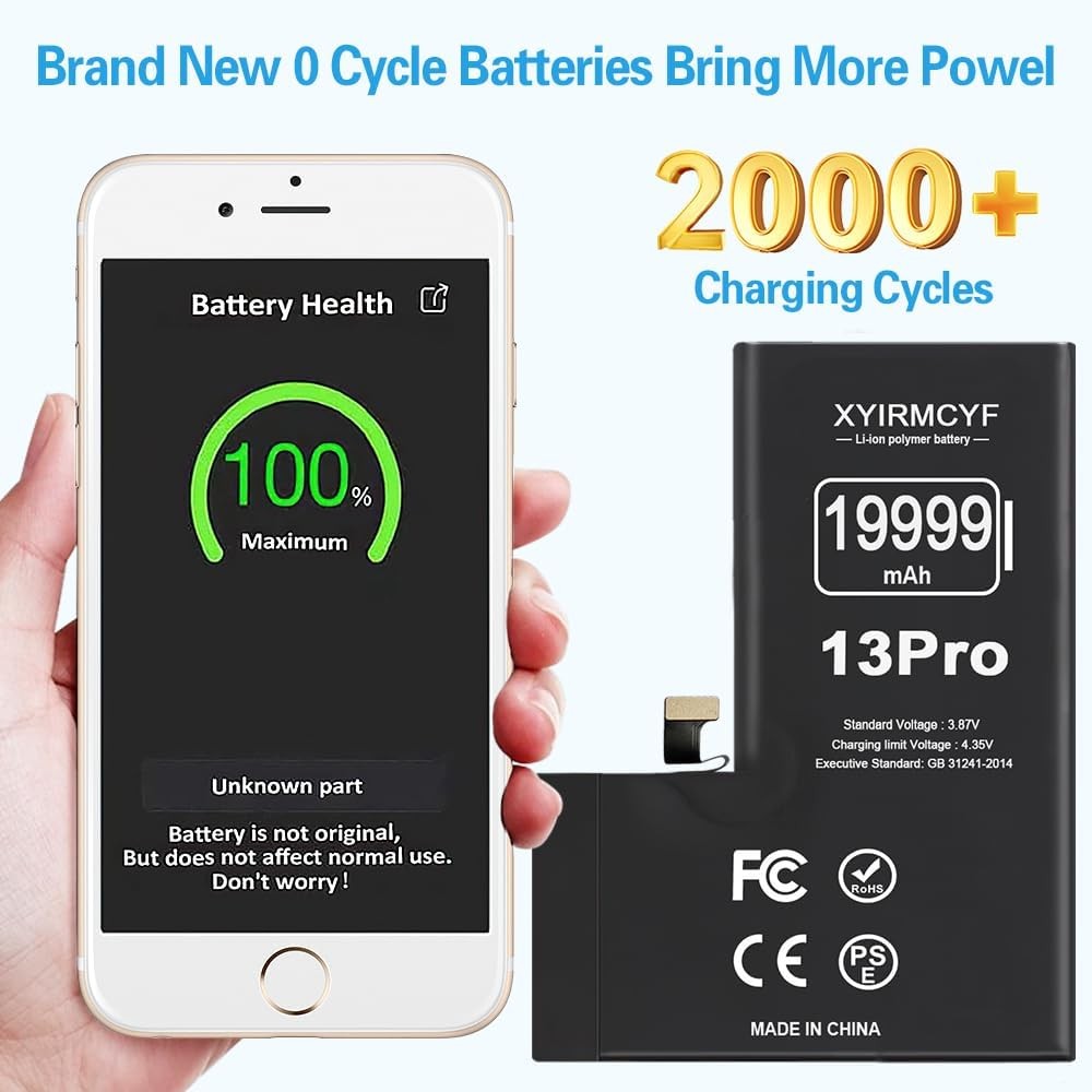 19999mAh Super Capacity Battery Compatible with iPhone 13 Pro 0 Cycle Li