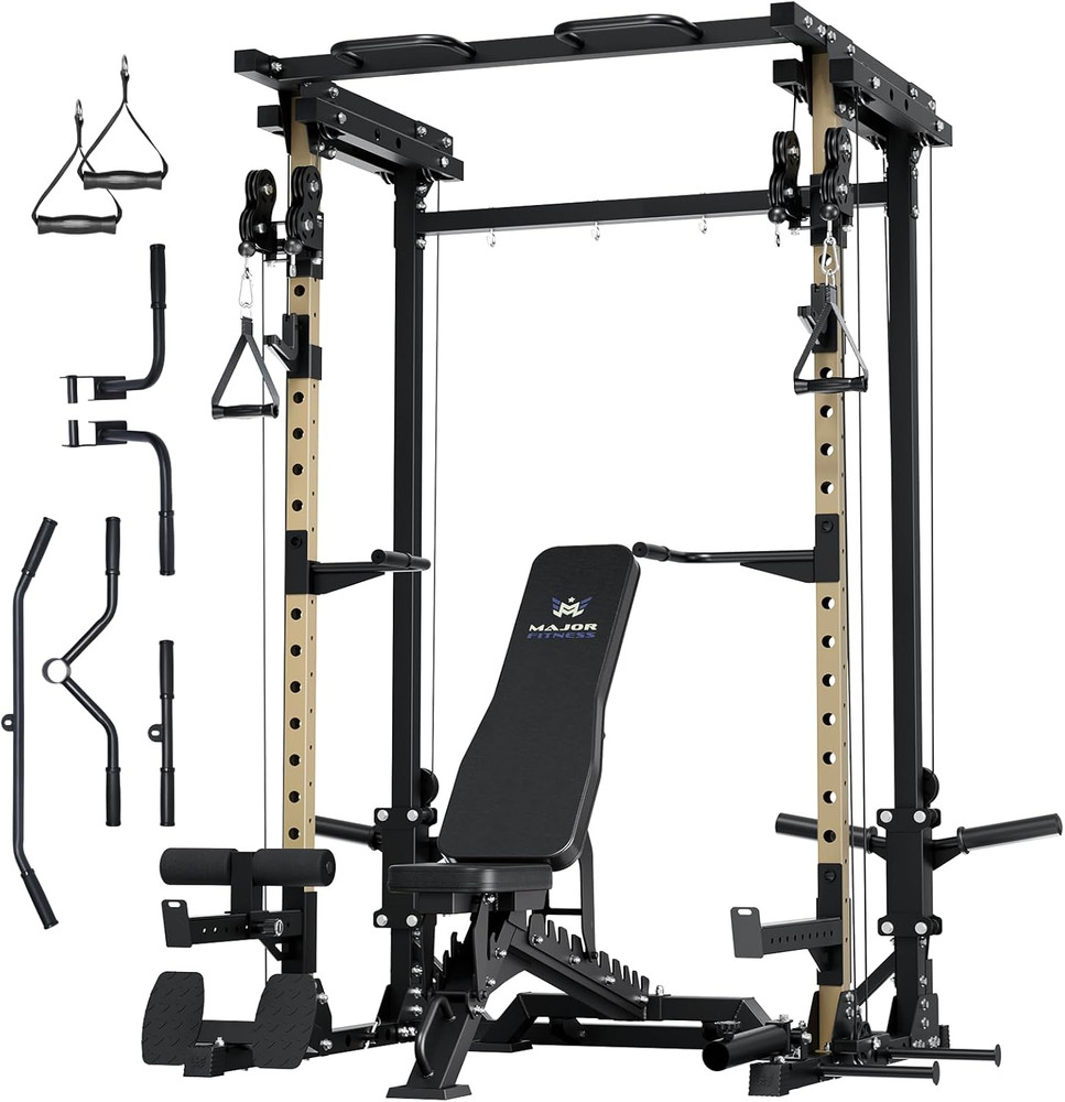 Drone3 Power Rack, 2500Lbs Multi-Function Home Gym Squat Rack with Dual Pulley S