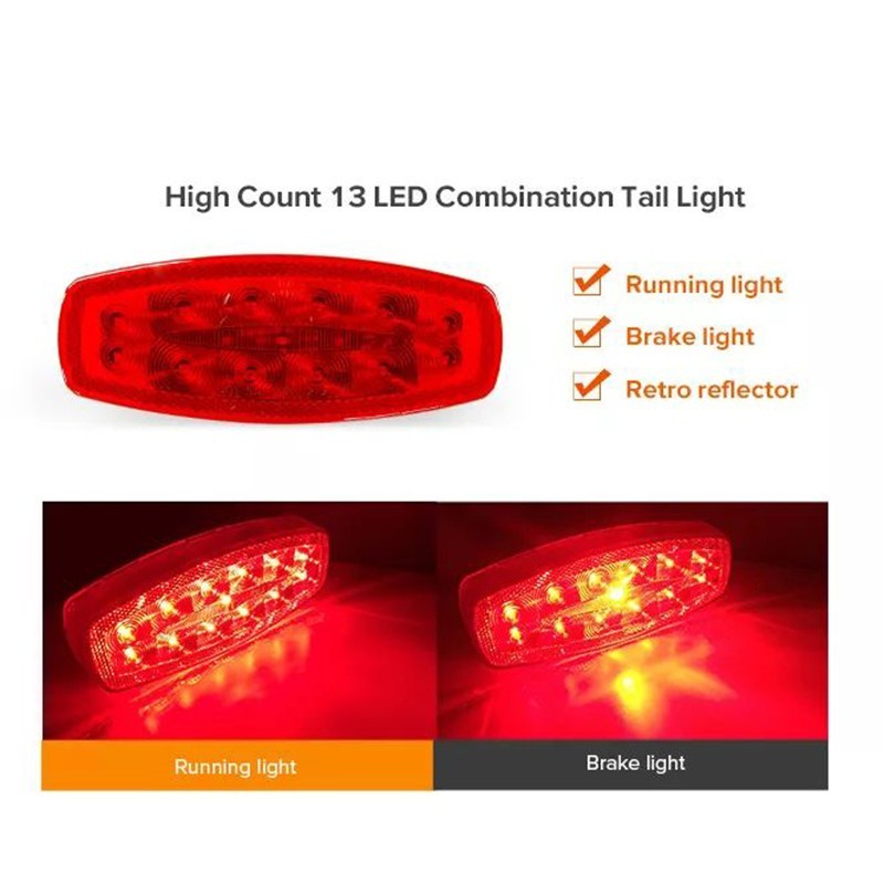 12V LED License Plate Light Running Brake Light Red Light Reflector IP55