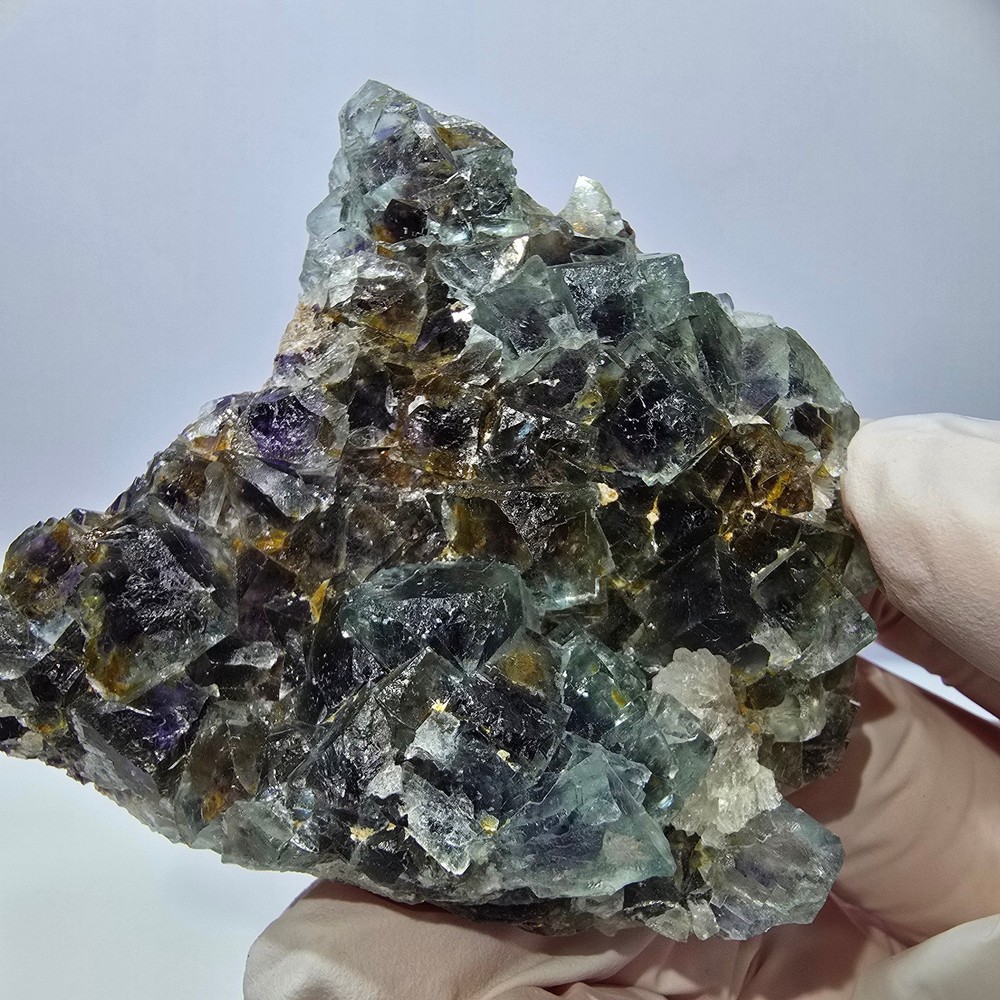 Phantom Fluorite Cube Specimen, green purple Okorusu, Namibia 65*60*24mm