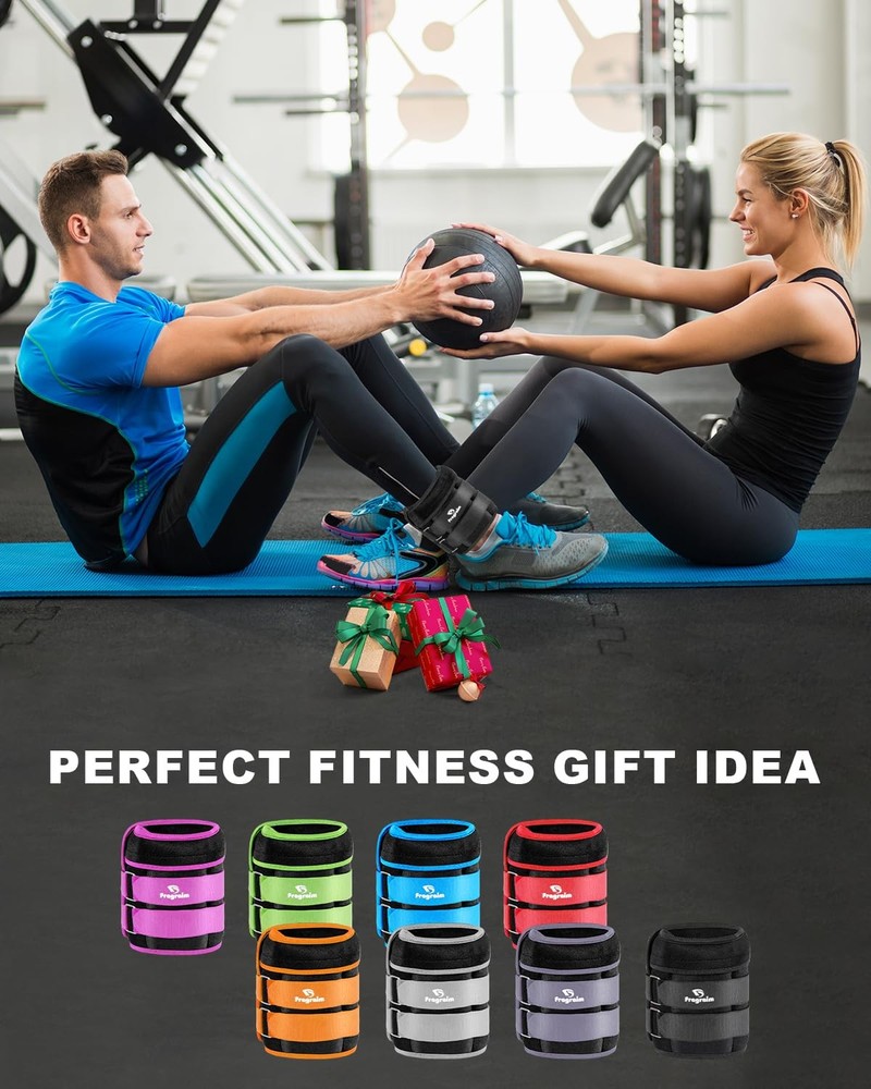 Adjustable Ankle Weights 20 lbs pair - 10 per side, black - double buckle