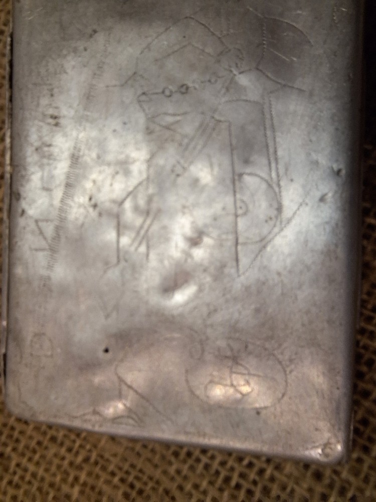 WW2 Trench Art Cigarette Case – "1943" . Handmade Engraved.