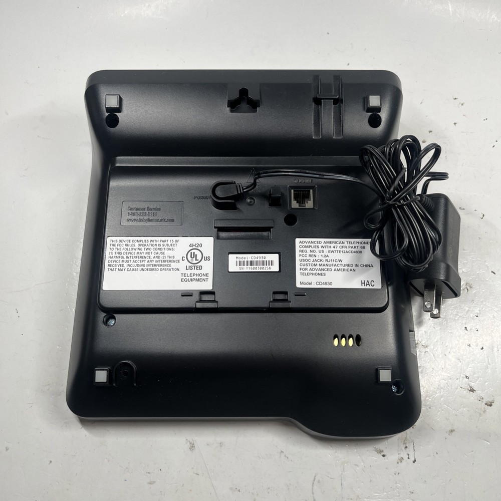 AT&T CD4930 Corded Phone Answering System Caller ID (REPLACEMENT MAIN BASE ONLY)