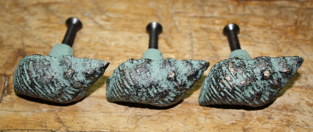 6 Cast Iron NAUTICAL Sea Shell Style Drawer Pull Barn Handle Door Handles Beach