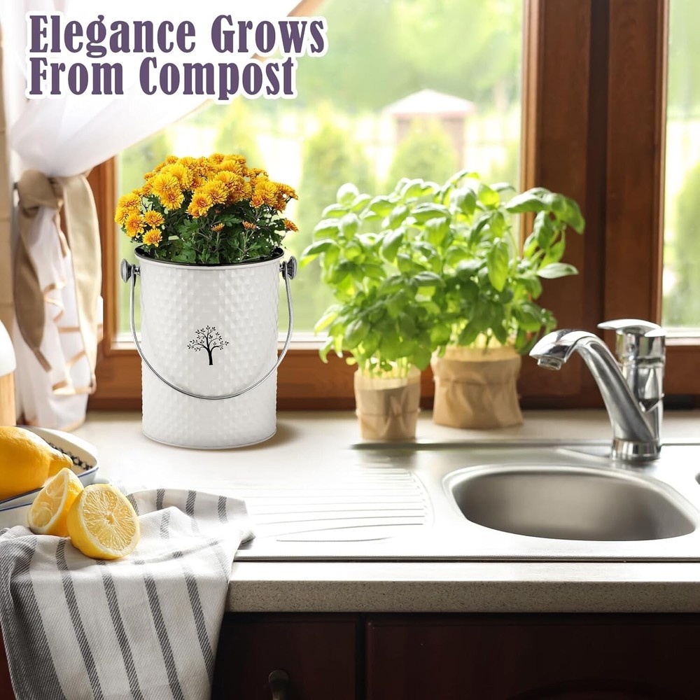 Elegant Odorless Countertop Compost Bin - 1 Gallon Eco-Friendly Kitchen Solution