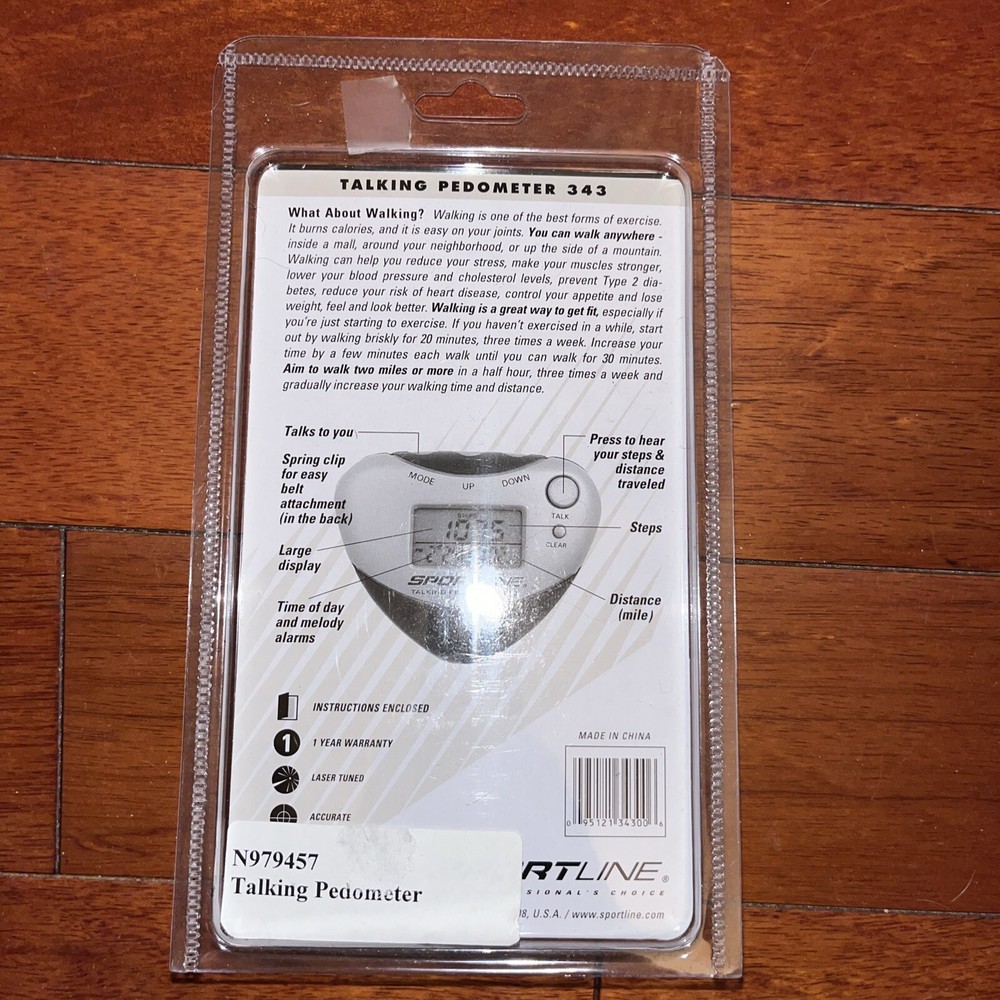 Sportline Talking Calorie Counter Pedometer Model 343 Basic Series NEW-P!!