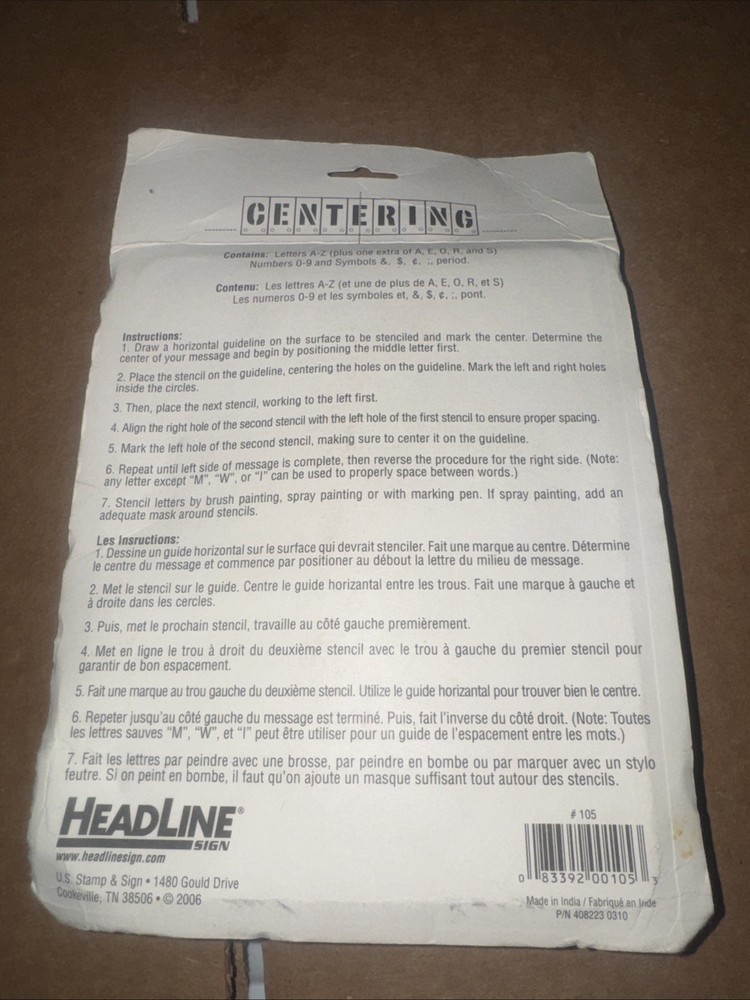 Headline Sign 5in. Stencil Kit, Caps/ Numbers