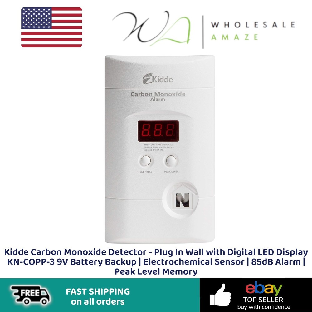 Kidde Carbon Monoxide Detector - Plug In Wall with Digital LED Display KN-COPP-3