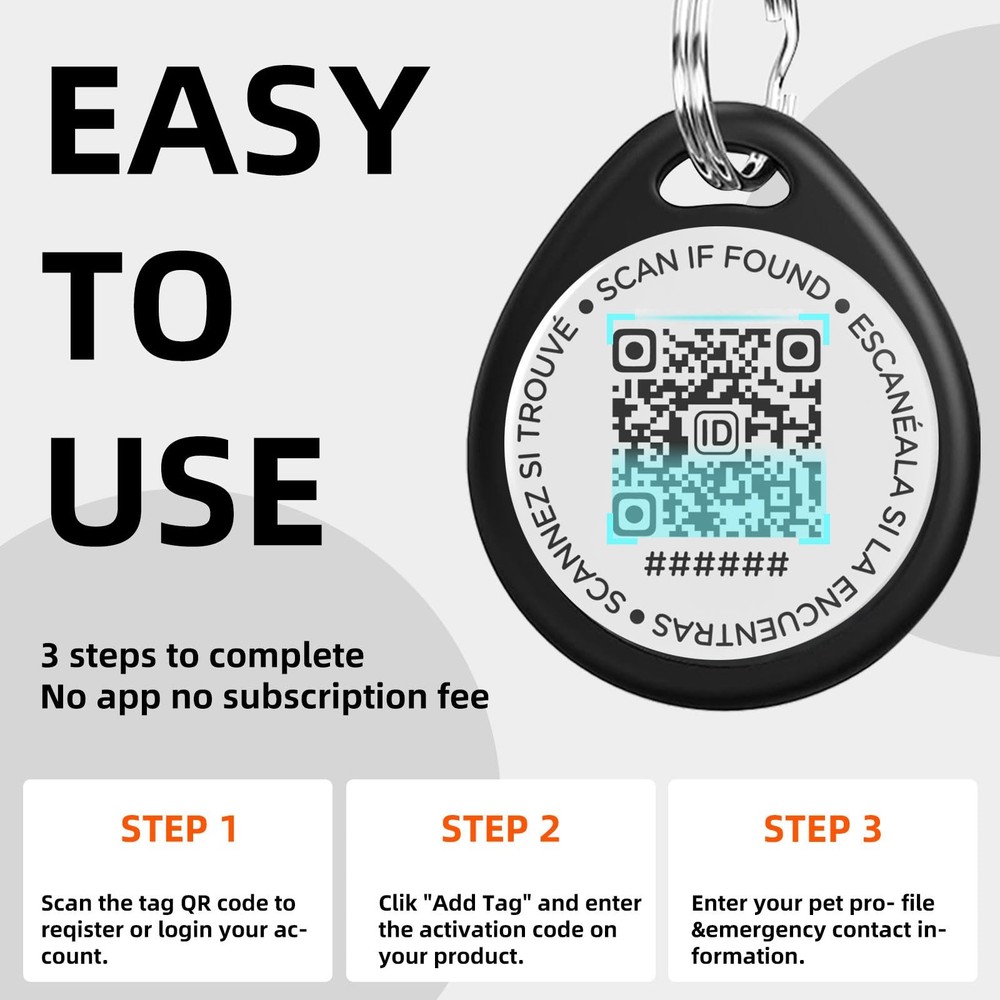 1 Pack Personalized Dog Tags,QR Code Pet ID Tags with Online Profile systerm,...