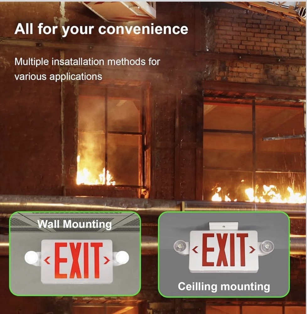 TANLUX Red Exit Sign with Emergency Lights, LED Emergency Exit Light with Bat...