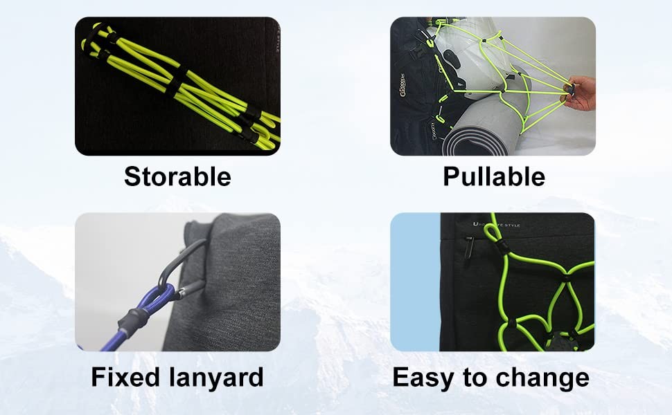 Jieming MiniNet Packnet Backpack Extension Bungee - 4 PackTachs & 4 Aluminum ...