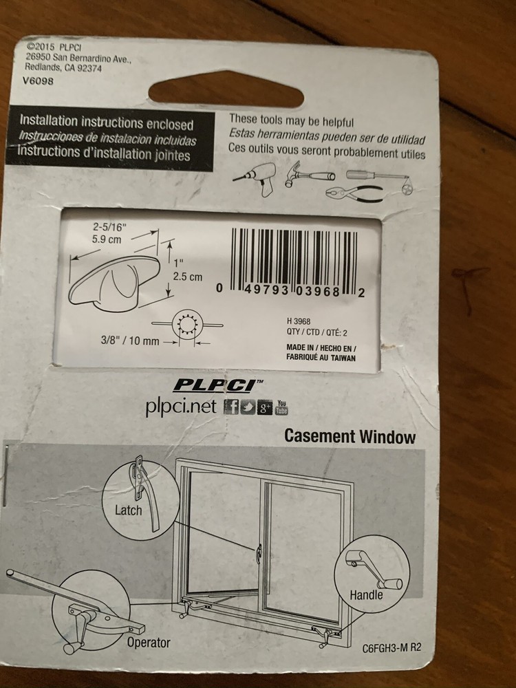 2 Pack T-Crank Window Handle Stone 3/8" H 3968 PLPCI