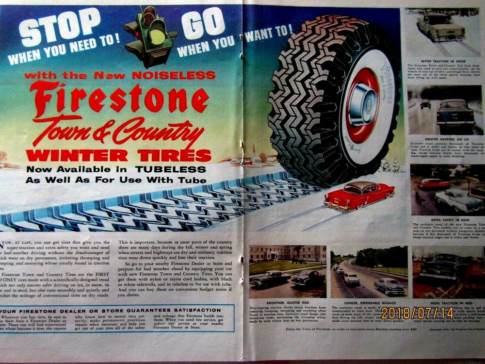 Ford Chevy Buick Studebaker 1955 Firestone STOP GO Original CF Print Ad-17 x 11"