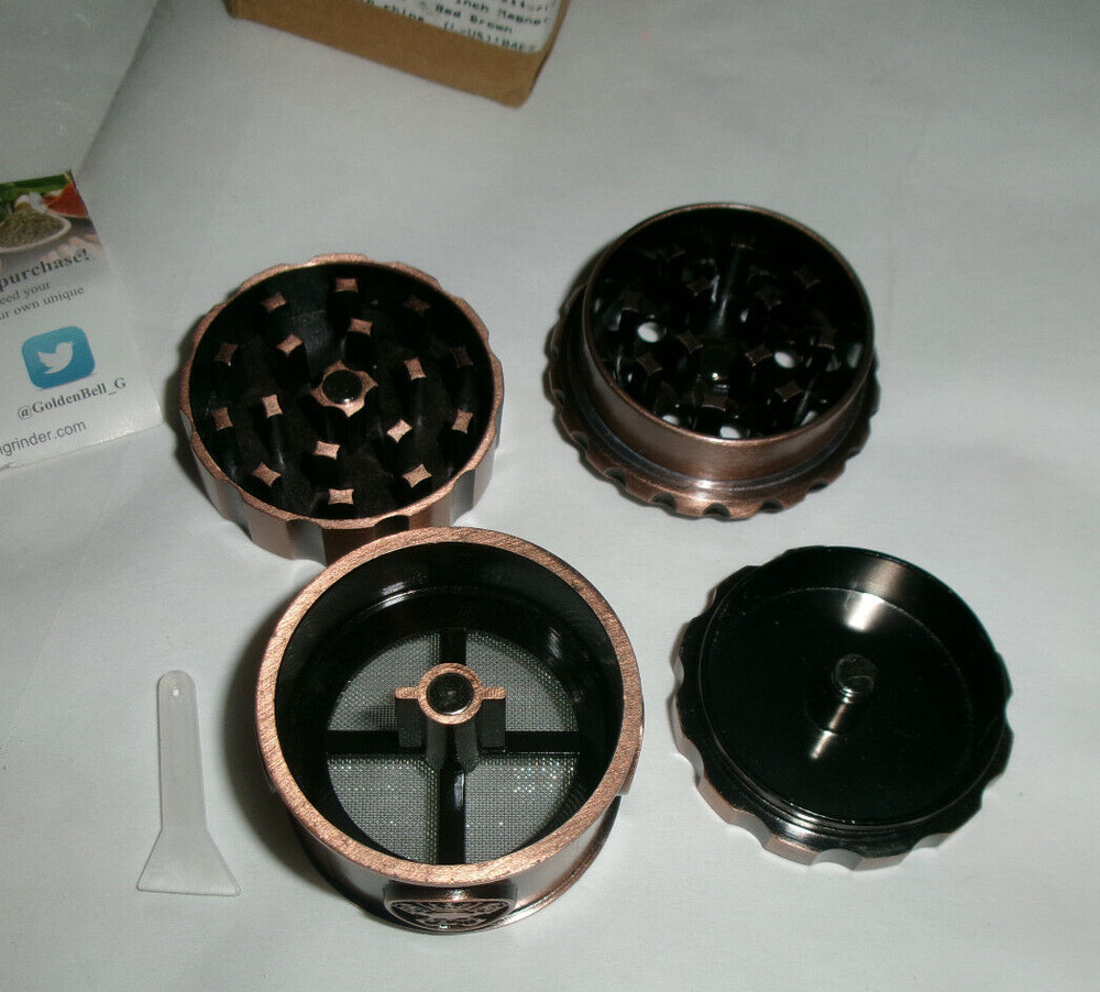 Golden Bell Skull Pattern 4 layer Herb Grinder