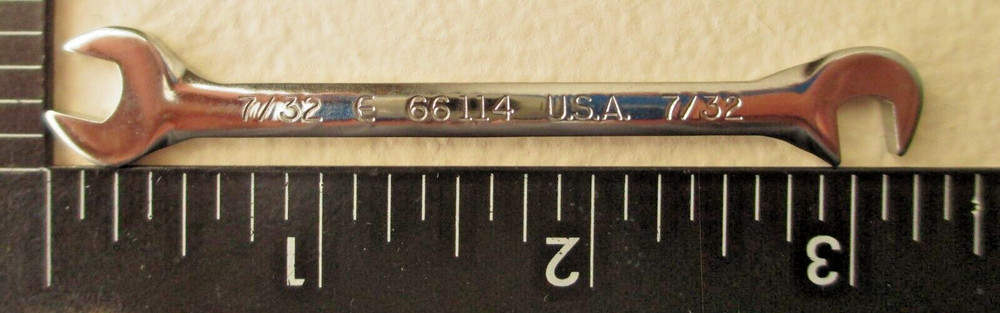 USED Techni-Tool U.S.A. E 66114 SAE 7/32'' Dual Open End Angled Ignition Wrench