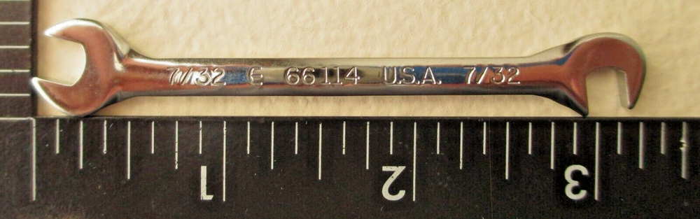 USED Techni-Tool U.S.A. E 66114 SAE 7/32'' Dual Open End Angled Ignition Wrench