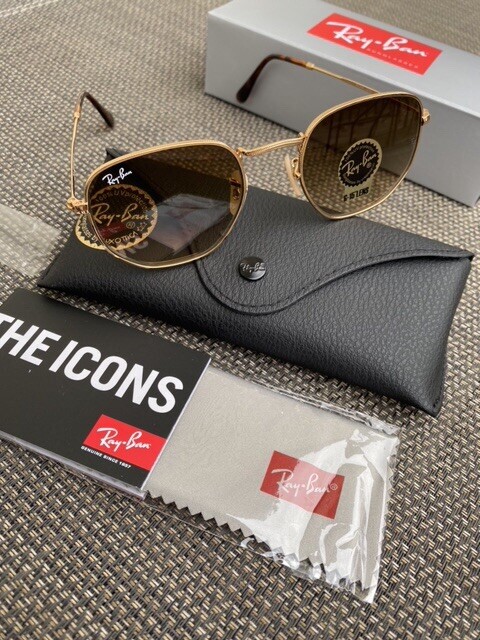 New Ray-Ban Hexagonal RB3548 Gradient Brown Sunglasses