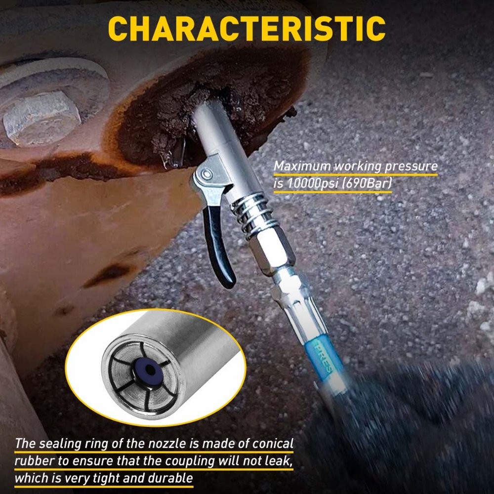 Grease Gun Coupler Quick Release Lock Oil Injection Nozzle Professional EOA