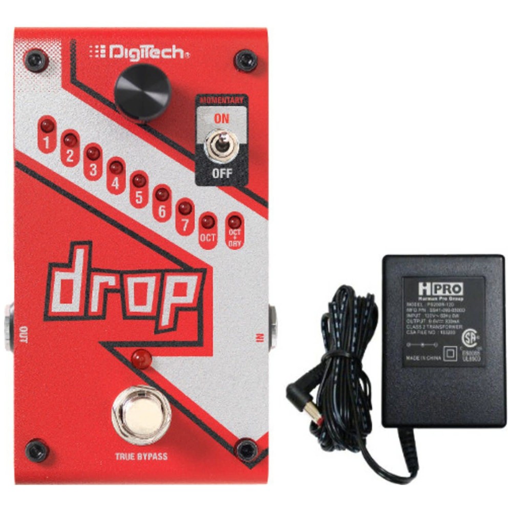 Digitech DROP Compact Polyphonic Drop Tune Pitch-Shifter w/ Power Supply and 2 P