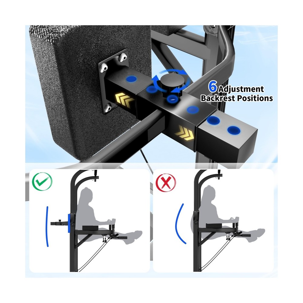 Pull Up Bar Power Tower Dip Station, Adjustable Strength Training E... Fast Ship