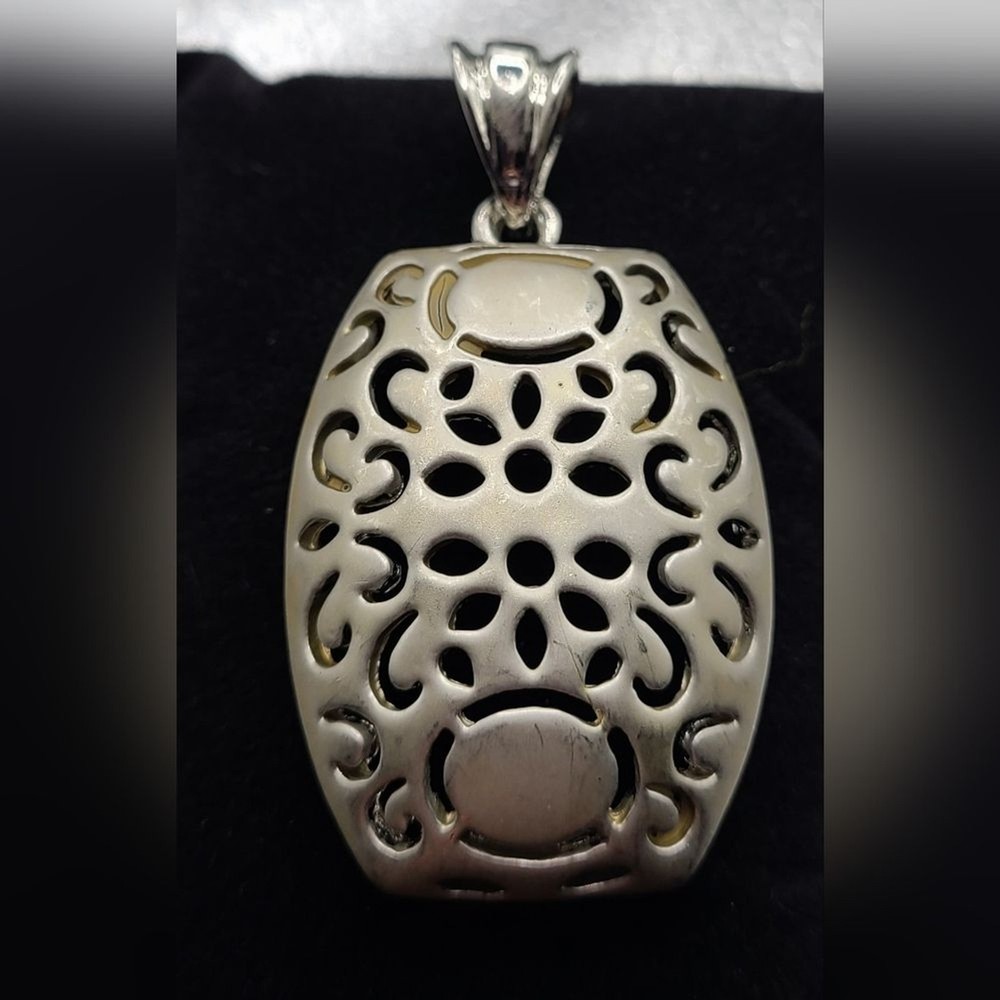 Brushed Silver Tone Pendant and Ring J1-3