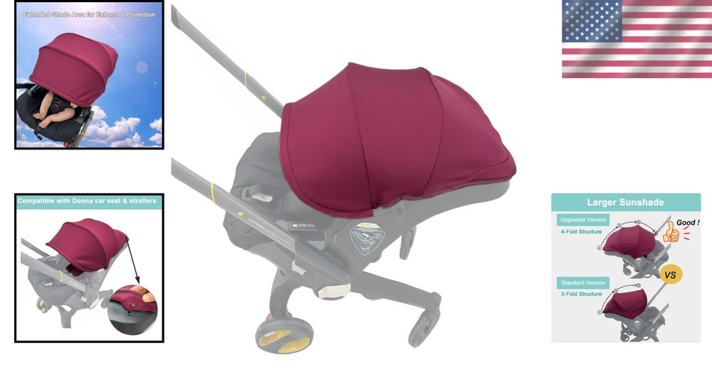 Larger Replacement Canopy for Doona+ & Doona i Strollers - Wine Red Elegance