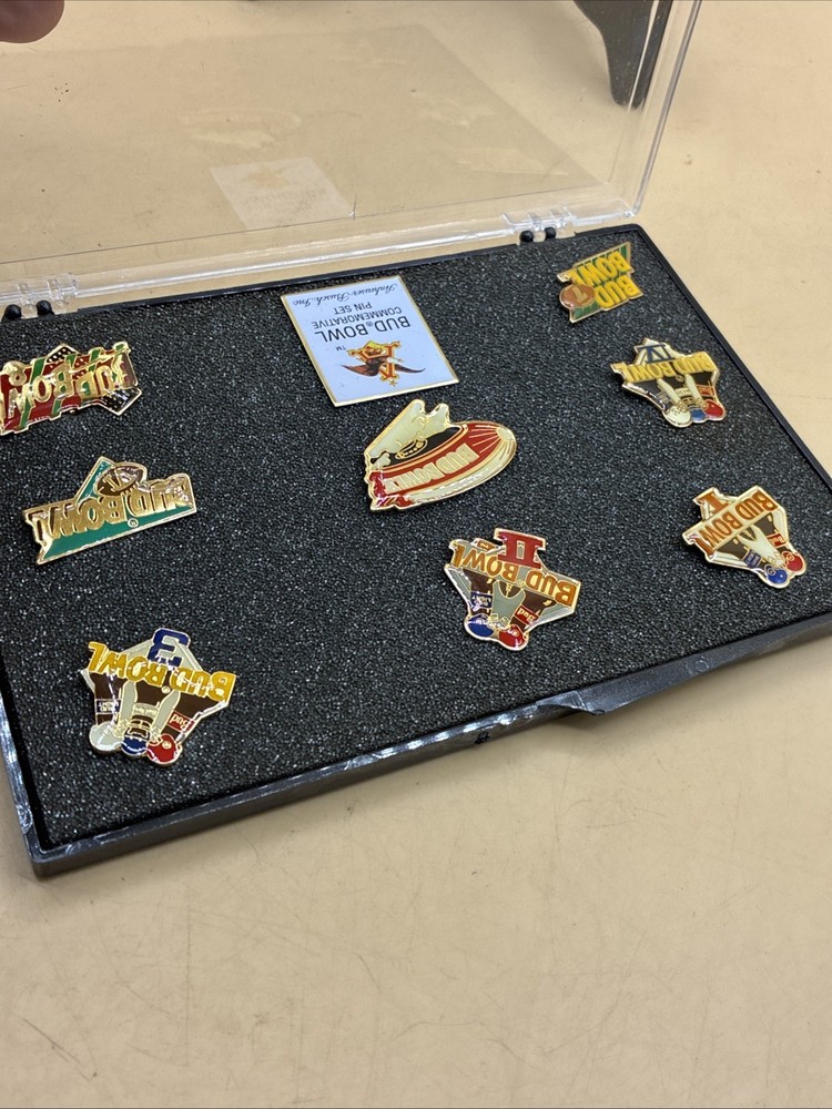 Budweiser Bud Bowl Commemorative Pin Set (8) Pins Budweiser