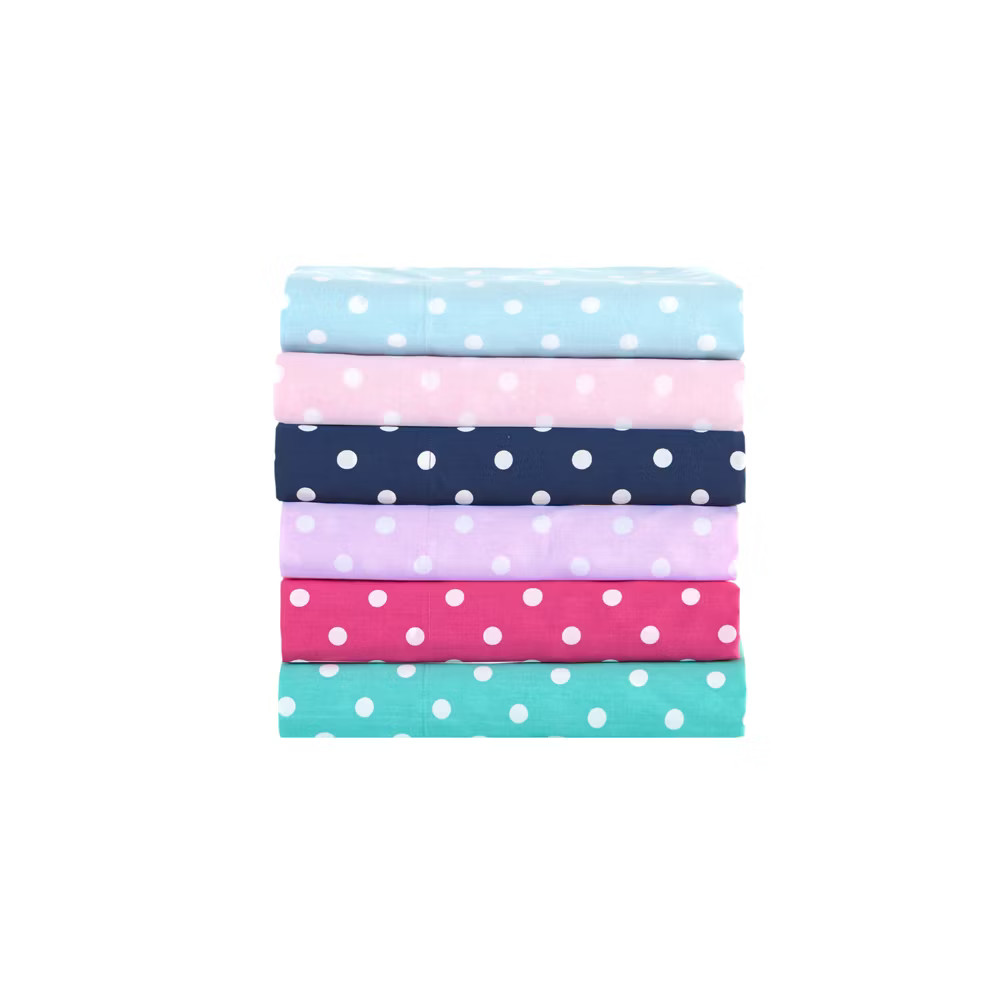 Twin Polka Dot Printed Cotton Sheet Set Pink